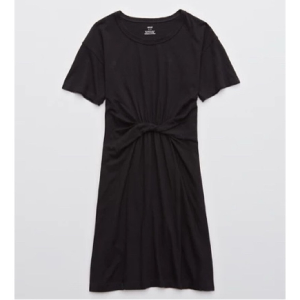 Aerie Black Twist-Front Mini Dress